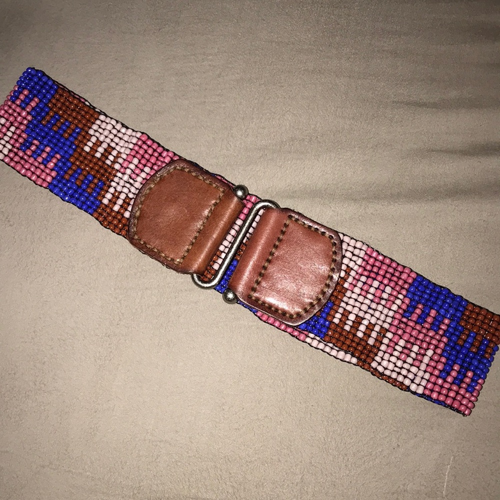 Fossil beaded /leather belt